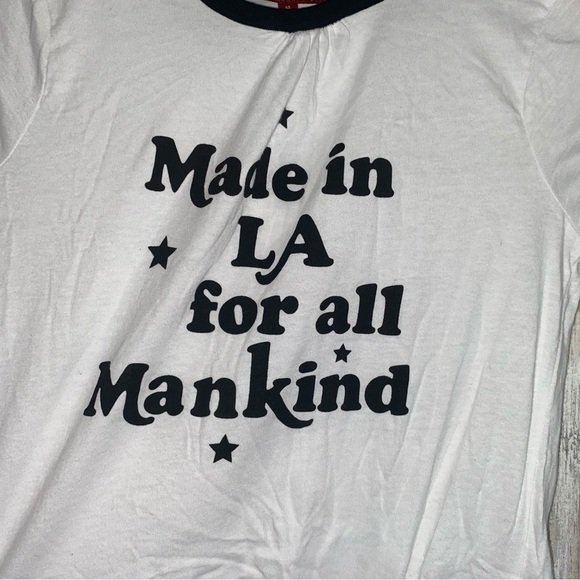 NWT 7 For All Mankind White Graphic Ringer Tee - Picture 4 of 6